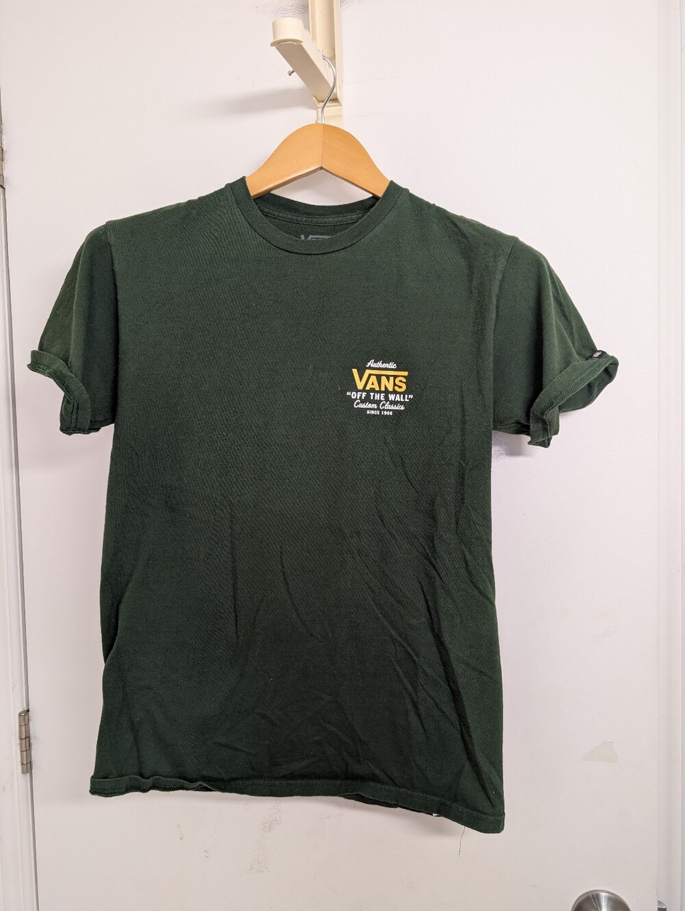 VANS Classic Fit Forest Green Logo Tee Shirt Small